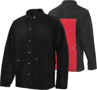 Leather Welding Jacket - Heat & Flame-Resistant Heavy Duty Split Cowhide Leather FR Work Safety Jacket